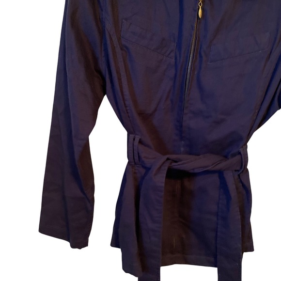 Maurices Navy Blue Cotton‎ Utility Jacket Belted Zip Front Women's Size M - Picture 5 of 13